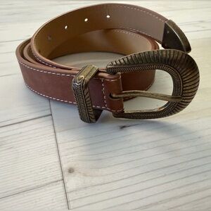Old Navy Tan Belt with Bronze Buckle